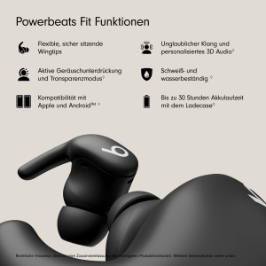 Casti audio Beats Powerbeats Fit - Noise Cancelling, IPX4, 30 ore autonomie, Negru - Img 2