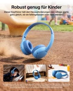 Casti audio Belkin SoundForm Mini 2, Bluetooth, 55h autonomie, protectie auz, albastru - Img 6