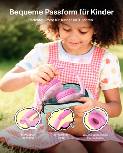 Casti audio Belkin SoundForm Mini 2 pentru copii, 55h autonomie, roz - Img 5
