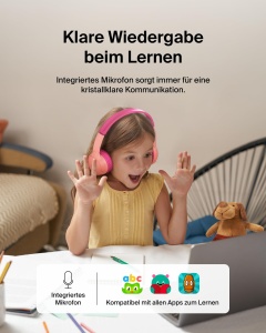 Casti audio Belkin SoundForm Mini pentru copii, roz, 30 ore autonomie - Img 6