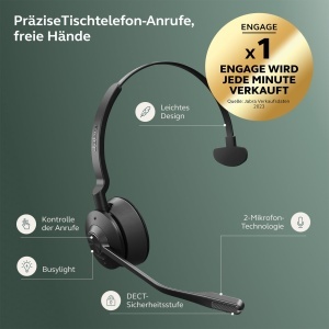 Casti audio Jabra Engage 45 SE Mono, design usor, sunet clar, durabilitate ridicata - Img 2