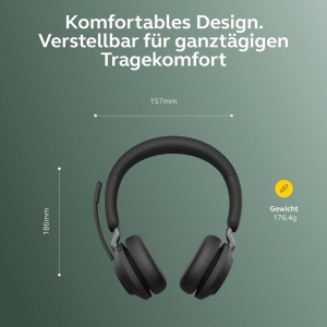 Casti audio Jabra Evolve2 65 cu suport de incarcare, anulare zgomot, negru - Img 8