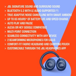 Casti audio JBL Live 770 NC, Bluetooth, Noise Cancelling, 65 ore autonomie, Negru - Img 2