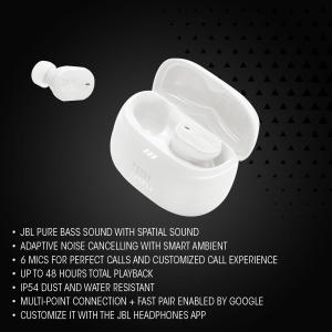 Casti audio JBL Tune Buds 2, Noise-Cancelling, 10 ore autonomie, Negru - Img 2
