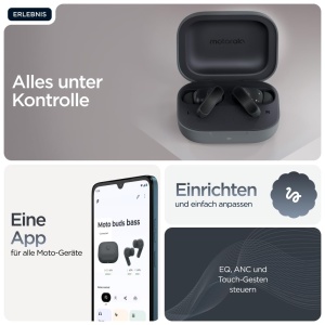 Casti audio Motorola moto buds bass Bluetooth, sunet puternic, design rezistent la apa - Img 4