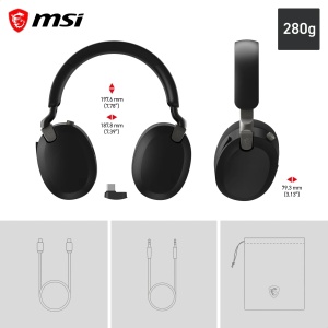 Casti audio MSI Maestro 500 wireless Bluetooth, negru, cu microfon si ANC - Img 7