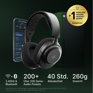 Casti fara fir pentru jocuri SteelSeries Arctis Nova 3X - Control aplicatie - Baterie de 40 de ore - Driver magnet de neodim - 2.4GHz/Bluetooth - Microfon detasabil - Xbox, PS5, PC, Switch, Mobil - Negru - Img 2