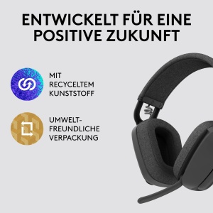 Casti over-ear wireless usoare Logitech Zone Vibe 100 cu microfon cu anulare a zgomotului, casti Bluetooth multipunct, functioneaza cu Teams, Google Meet, Zoom, Mac/PC - Graphite - Img 6