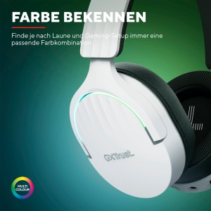 Casti pentru jocuri Trust Gaming GXT 491W Fayzo Bluetooth + 2.4GHz, sunet surround 7.1, durata de viata a bateriei 22H, 35% plastic reciclat RGB Casti over-ear PC Bluetooth fara fir PS5 PS4 Switch, alb - Img 4