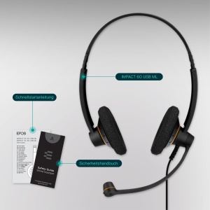 Casti UC cu doua fete Sennheiser EPOS Impact SC 60 USB ML cu control al apelurilor in linie certificat pentru Skype for Business, 9734329000 - Img 5