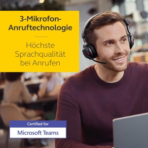 Casti wireless pentru PC Jabra Evolve2 65 cu suport de incarcare - Anulare a zgomotului Casti stereo certificate Microsoft Teams cu baterie de lunga durata - Adaptor Bluetooth USB-C - Negru - Img 4