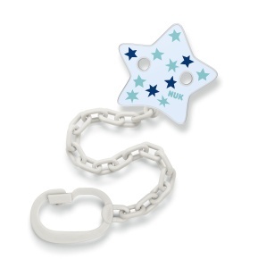 Catarama pentru suzete NUK cu clip Stabil si bruchsicher Design cu stele albastre