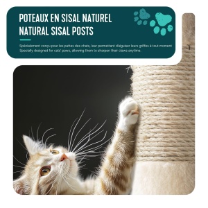 Catarator pentru pisici VOUNOT 112 cm, cu 3 platforme, culoare bej - Img 5