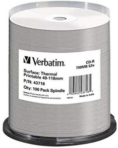 CD-R Verbatim 700MB, 52x, 50 bucati, termic imprimabil