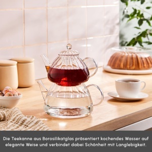 Ceainic din sticla Karaca Lori, 0.6-1.2 litri, cu maner din sticla - Img 3