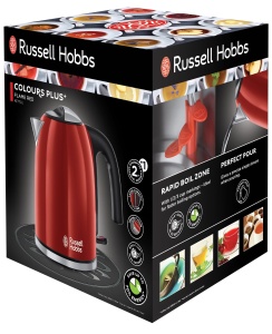 Ceainic Russell Hobbs [1,7l, 2400W] Culori+ Otel inoxidabil Rosu (functie de gatit sub presiune, filtru de var detasabil, gura de scurgere optimizata, indicator extern al nivelului apei) Ceainic 20412-70 - Img 2