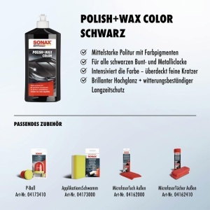 Ceara de lustruire SONAX PolishWax Color, 500 ml, pentru lacuri negre - Img 3
