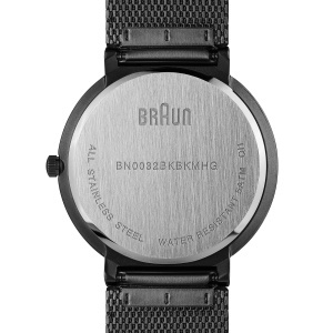 Ceas analogic barbatesc Braun BN0032BKBKMHG, curea milanez neagra, cadran negru, 40mm - Img 6