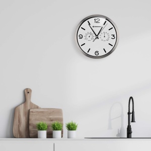 Ceas de perete cu radio Bresser MyTime ND, termo-higrometru, alb - Img 2