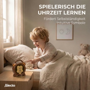 Ceas de perete pentru copii Alecto BC-100 Monkey, wireless, cu lumini colorate - Img 4