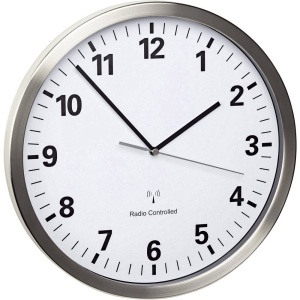 Ceas de perete TFA Dostmann 60.3523, cu cadran de 30cm, inox, silentios