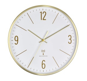 Ceas de perete TFA Dostmann 60.3534.55, 30cm, metal auriu, sticla - Img 2