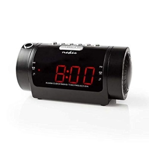 Ceas desteptator NEDIS cu proiectie LED, 2 alarme, negru