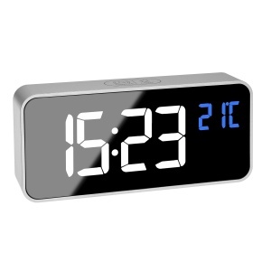 Ceas digital TFA Dostmann 60.2032.54 cu doua alarme, argintiu