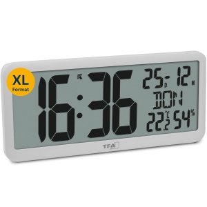 Ceas digital TFA Dostmann XL cu temperatura si umiditate, alb