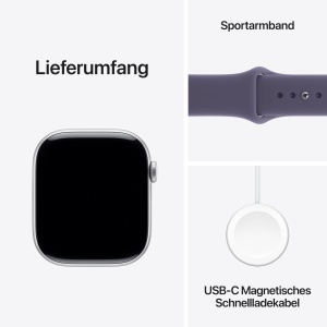 Ceas inteligent Apple Watch Series 11 GPS Cellular 46 mm, aluminiu argintiu, bratara sport nebuloasa - Img 6