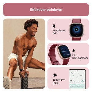 Ceas inteligent Fitbit Versa 4, 6 zile autonomie, compatibil AndroidiOS, culoare HimbeerrotAluminium - Img 3