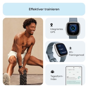 Ceas inteligent Google Fitbit Versa 4, GPS, 6 zile autonomie, albastru - Img 4