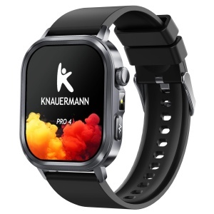 Ceas inteligent Knauermann PRO 4, 46 mm, Negru, cu EKG si monitorizare sanatate