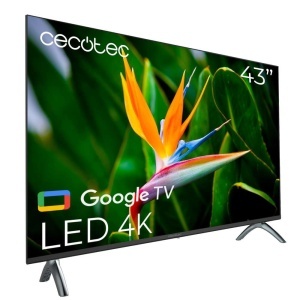 Cecotec Smart TV - TV LED cu 43 inch, rezolutie 4K UHD - seria A4 ALU40043S. Google TV, HDMI 2.1, USB 3.0, HDR10, 16 GB ROM, Google Voice Assistant, Chromecast, Dolby Audio