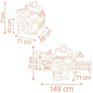 Centrala de Joaca pentru Papusi Smoby Baby Nurse - 3 in 1, 19 Accesorii, din Plastic Reciclat - Img 6