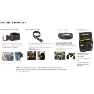 Centura pentru unelte STANLEY, 600 Denier Nylon, 24x6x15.5cm, cu 2 buzunare pentru cuie - Img 5