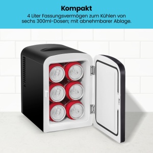 Chefman | Mini frigider portabil Iceman Black, raceste si incalzeste, Frigider mic cu 4 litri, 6 compartimente pentru produse cosmetice, gustari, machiaj, alimentare AC/DC, casa/masina/dormitor - Img 3