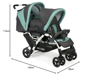 CHIC 4 BABY - Carucior Sibling DUO cu landou si husa de ploaie, Carucior Sibling pentru doi copii, carucior twin, carucior twin, carucior tandem, carucior tandem, carucior, menta melange - Img 9