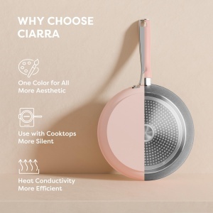 CIARRA Beyond Tigaie Universala Antiaderenta 26cm Roz Aluminiu - Img 2