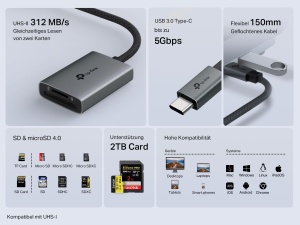 Cititor SD TP-Link UA440C, USB Type-C, 2 TB, 312 MBs - Img 2