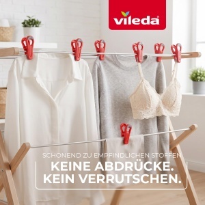 Clame de rufe Vileda 48 bucati, fara metal, rezistente la intemperii, rosii - Img 2
