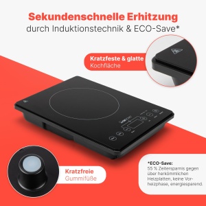 Clatronic(r) Plita cu inductie | Plita cu incalzire prin inductie in cateva secunde | Soba cu ECO-Save pentru o economie de timp de 55% | Plita cu inductie cu detectare automata a oalei | EKI 3569 - Img 2
