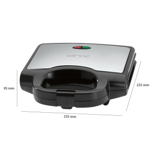 Clatronic ST 3778 Sandwich Maker, Sandwich Maker electric, Sandwich Maker cu panouri sandwich triunghiulare Acoperit antiaderent, Controler automat de temperatura, 750 Watt negru/otel inoxidabil - Img 3