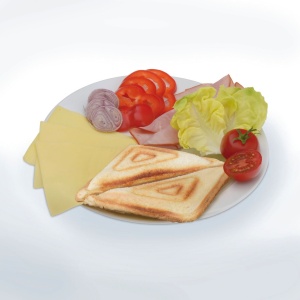 Cloer 6269 Sandwich Maker XXL, 1800 W, pentru 4 sandvisuri, paine prajita americana, umplutura XXL, mesaj optic gata, argintiu - Img 6
