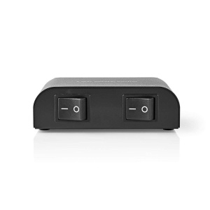 Comutator pentru Boxe Nedis, 2 Porturi, 150WKanal, Aluminiu, Negru