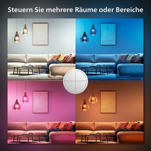 Comutator Philips Hue Tap pentru sisteme de iluminat Hue, Dimmer inteligent pentru controlul luminilor, Comutator de lumina fara fir fara instalare, alb - Img 8