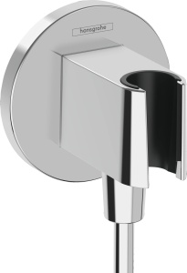 Conector perete cu suport pentru dus hansgrohe FixFit S, crom, cu sistem de prevenire a refluxului