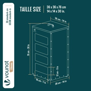 Container pentru peleti VOUNOT, 45 kg, cu roti, negru, design modern - Img 3