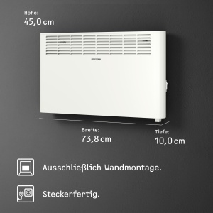 Convector de perete STIEBEL ELTRON CNS 2000 Plus LCD, 2 kW pentru aproximativ 25 m2, testat TUV, afisaj LC, temporizator saptamanal, incalzire electrica cu economie de energie, alb, 205857 - Img 6
