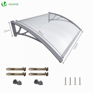 Copertina pentru usa VOUNOT 120 x 80 cm, din aluminiu si policarbonat, transparenta, gri - Img 4